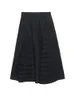 Skirts European Summer Design Niche Sense High Waist Thin Wooden Ears Temperament Big Putty Black Mid-length Women Fashion 2022