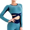 Yoga Melody Damen-Sport-Crop-Top, Fitness-T-Shirt, Damen-Gymnastik-BH für Übergröße, superweich, schnell trocknend, langärmelig, Fitness-Shirt