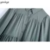 Fashion Women Vintage Solid Color Fall Dress Long Sleeve Turn-down Collar Casual Plus Size Female Autumn Mini Vestido 210514