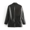 Spring black PU leather blazer women elegant long sleeve office suit jacket casual single button blazers and jackets 210521