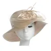 Boutique Ladies Sun Hat Veil Netting Carrozza da sposa Nastro di raso Cloche Secchiello Cappellino estivo per donna Cappelli a tesa larga Delm22