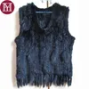 fashion women real rabbit fur vest with tassel lady knitted natural rabbit fur coat good quality lose sale 211018