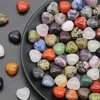 15mm Natural Stone Carved Crystal Mini Heart Healing Reiki Mineral Statue Crystal Ornament Home Decor Gift Mix Colors