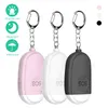 Pessoal Handy Alarm Safety Dispositivo Keychain USB Recarregável Ataque de Emergência Anti-estupro Autodefesa Alarme de segurança 130dB