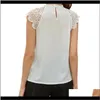 Bluzki Koszule Kobiet Streetwear Szyfonowa Koszula Poliester Bez Rękawów Solid Color Bluzka Styl Street Tapostriped Lace Top Womens Blouse1 XB8EC