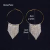 StoneFans Large Rhinestone Hoop Earrings For Women 2021 Statement Jewelry Silver Gold Big Round Tassel Prom Stage Gift & Huggie187q