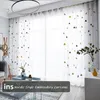 Nordic Triângulo Tule Cortinas Para Quarto Infantil Crianças Janela Drapes Sheer Modern Geometric Bordado Sala de estar Cortina