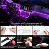 6 w 1 6M RGB LED oświetlenie wnętrza samochodu paski światłowodowe światło z kontrolą aplikacji Auto atmosfera dekoracyjna lampa