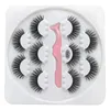 5 Pairs/Set 6D Fake Eyelashes with Tweezers Multi-layer Thick Wispy Cross Dramatic Volume False Eyelash