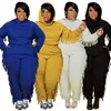 الخريف الشتاء ملابس النساء زائد الحجم رياضية 3xl 4xl tassals تتسابق طويل الأكمام الصلبة sweatsuits هوديي مقنع + السراويل قطعتين مجموعات في الهواء الطلق ببطء الدعاوى 5675