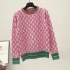 novo outono e inverno novo suéter de malha solta estilo coreano pulôver decote redondo geométrico Clash jacquard suéter casual jumper