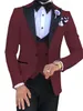 Knappe GroomsMen One Button Bruidegom Tuxedos Peak Revers Mannen Past Huwelijk / Prom / Diner Man Blazer (Jack + Pants + Tie + Vest) W582