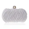 Clutch Bags White Pearls Evening Bead Day Luxury Rhinestone Wedding Bride Purse Chain Mini Handbag shoulder