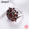 Zdadan 925 Sterling Silver Pomegranate Ruby Ring for Women Zircon Finger Rings Charm Wedding Jewelry3239165