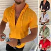 Streetwear Casual Koszulki z krótkim rękawem Summer Beach Męskie z suwakiem Homme Slim Fit Do Solid Color Bluzka