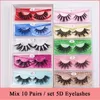 10 Pairs / Set 5D Kabarık Lashes Karışık Stil Kalın Yanlış Kirpik Faux Kirpik Uzatma Makyaj Araçları