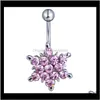 Bellknappringar Drop Leverans 2021 D0747 (1) Fin stil rosa färg som avbildad vattenrotor Piercing Jewlery Navel Belly Ring Body Jewelry O