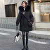 Designers Winter Down Padded Jacket Women Mid Length Fashion Big fur Collar Parka Plush Liner Winter Embroidered Coat Warm Outw