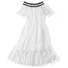 Dziewczyny Lato Koronki Księżniczka Sukienka Ramię Bez Ramię Krótki Rękaw White Wedding Dress Teen Girl Cute Princess Costume Party Formalna Suknia Q0716