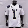 Nieuw T-shirt NCAA College Custom 2021 Fly Navy Midshipmen voetbalshirt Dalen Morris Jamale Carothers Myles Fells Mark Walker Mychal Cooper Diego Fagot