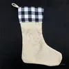 Décorations de Noël Sublimation Buffalo Plaid Bas de Noël Blanc Cadeau de Noël Chaussettes de bonbons Bas de Père Noël Ornement d'arbre de Noël par la mer ZC390