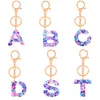 26 Initials Letter Pendant Key Chains for Women Acrylic Resin Keyrings Car Keys Ring Holders Bag Charm Jewelry Creative