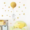 Väggklistermärken Gold Air Balloon Flower for Barn Room Baby Nursery Decorative Decals Living Sovrum