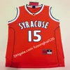 En Kaliteli Syracuse Koleji NCAA # 15 Jersey Siyah Beyaz Erkek Carmelo Anthony Basketbol Formaları Dikişli Hızlı teslimat