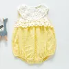 Söt baby flicka ärmlös ren färg prinsessa rompers född sommar barn spädbarn kläder jumpsuits 210429