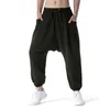 Mäns byxor harem män stora fickor elastiska midja streetwear joggers råtta lösa casual fotbindande baggy byxor sweatpants