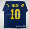 맞춤형 Devin Bush Michigan Blue College 스티치 축구 유니폼 이름 번호 추가