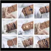 Beaded, Strands Bracelets Jewelry Drop Delivery 2021 Fan Hip-Hop Set Personalized Fashion Star And Moon Geometric Bracelet Fitzr