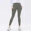 Йога леггинс в тренажерном зале Женщины с высокой талией Capris Running Fitness Sports Legging Pockets тренировки полные колготки Trouse305Q