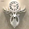 DIY Deer Head Kreative Große Größe Wand Nordic Wohnzimmer Quarzuhr Home Decor 210414