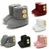 Warm Baby Winter Boots Girls Soft Sole Crib Shoes Button Cotton Flats Boot Shoes Knitted Solid Buttons Toddler Shoes Boys Grils G1023