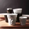 Wysokiej jakości Ceramiczne Krótkie Porcelanowe Kubki Kawowe Czarny Matt White Europejski Styl śniadanie Mleko Herbata Kubki Origami Cups Drinkware 210804