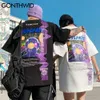 Tshirts Streetwear Hip Hop Universe Astronaut Planets Punk Rock Gothic Tees Shirts Harajuku Short Sleeve Cotton Tops 210602