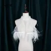 Okładki Kurtki NZUK Beadings Wedding Bridal Wrap z piórami Tulle Luksusowy 2022 Top Bride Bleros