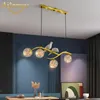 مصابيح قلادة مصابيح LED LED-Strip Birds Deco غرفة الطعام غرفة نوم الذهب قابلة للتعديل زجاجية مصباح السقف معلقة