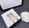 2021 Chic Double Letter Charm Earrings With Gift Box Embossed Stamp Studs Eardrop Dangler For Women Party Anniversary
