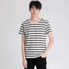 T-shirt classica a righe Estate Uomo Casual Tendenza Cotone a maniche corte o-Collo Morbido Gioventù Basic Pullover Maschile Top Tees Vestiti H1218