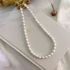 Ashiqi Real Freshwater Pearl Halsband 925 Sterling Silver Clasp Smycken för Kvinnor Naturlig tillväxtmönster Present