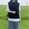 Vrouwen losse mouwloze trui vest ronde hals buitenste slijtage student gebreide lente herfst Koreaanse versie trui 210427