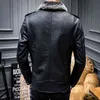 MaiDangDi Giacca da uomo Inverno Cappotto in pelliccia sintetica Casual Motor PU Pelle Uomo Primavera Autunno Tinta unita Vintage Pele E P Soprabito 211103