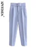 KPYTOMOA Women Chic Fashion High Waist With Belt Pants Vintage Zipper Fly Pockets Office Wear Female Ankle Trousers Mujer 211218
