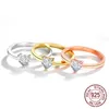 925 anelli in argento massiccio per donne minimaliste dolce forma cuore zircone giallo oro colore sottile anello dito anello partito regalo gioielli moda