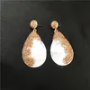 Boucles d'oreilles collier femmes ensembles de bijoux élégants riz d'eau douce perle coquille pendentif et anneau mariage mariée accessoires