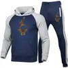 New 2 Pieces Sets Tracksuit Power Print Men Hooded Sweatshirt Pants Pullover Hoodie Sportwear Suit Casual Sports Men Clothes
