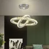 Lustre de cristal anel de cristal em aço inoxidável de luxo atmosfera moderna decoração caseira lâmpadas pendentes leves