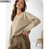 Basic Tjock Loose V-Neck Oversize Sweater Pullover Kvinnor Höst Vinter Casual Långärmad För Kvinnor Chic Jumpers Topp 211018